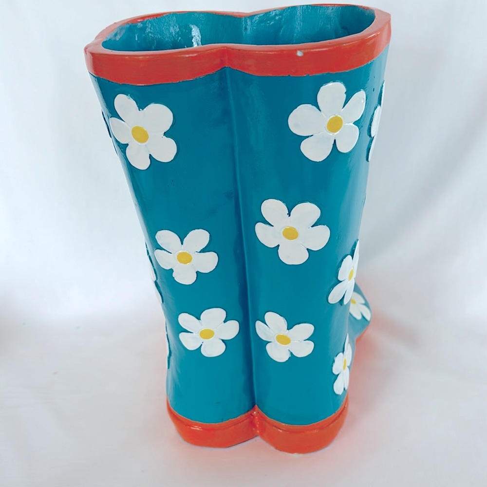 Gently Used Very Cute Ceramic Garden Planter Aqua Color Home Decor - Picture 2 of 9